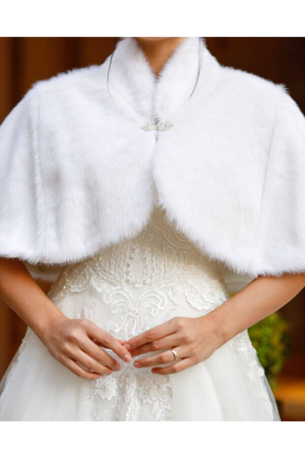 Bridal Stole, Fur, Jacket, Fur Jacket Off White - 4