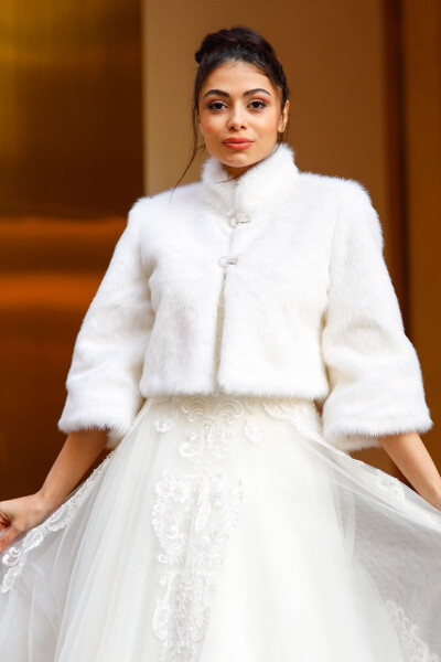 Bridal Stole, Fur, Jacket, Fur Jacket Off-White - 2