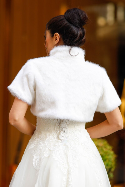 Bridal Stole, Fur, Jacket, Fur Vest Off-White - 3