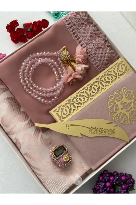 Bridal trousseau prayer rug set-Powder - 2