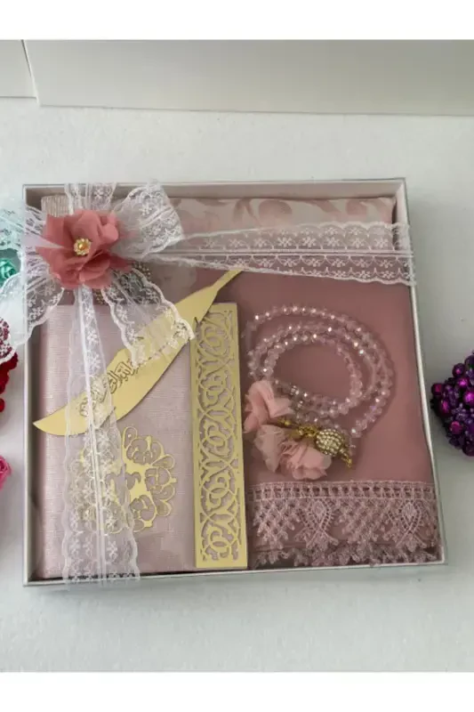 Bridal trousseau prayer rug set-Powder - 3