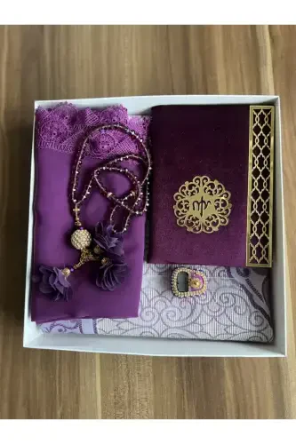 Bridal Trousseau Set Prayer Rug-Purple - 1