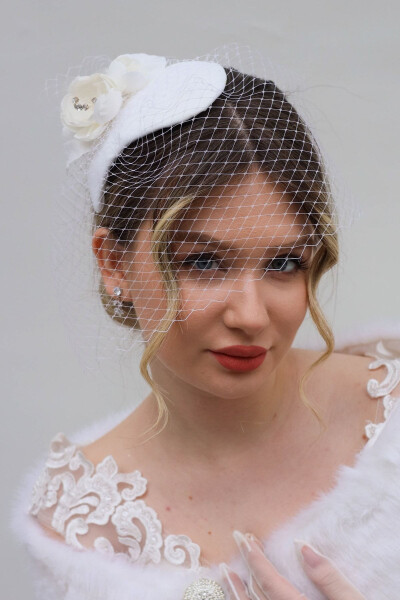 Bridal Veil, Hat, Wedding and Outdoor Shoot Hat - TURKUAZ