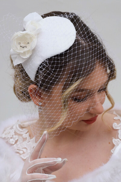 Bridal Veil, Hat, Wedding and Outdoor Shoot Hat - TURKUAZ (1)