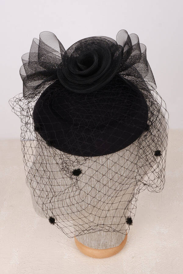 Bridal Veiled Hat with Polka Dot Stylish Design - 1