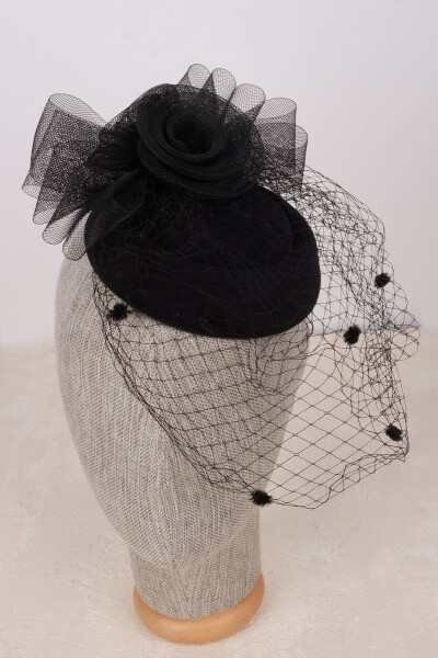 Bridal Veiled Hat with Polka Dot Stylish Design - 2