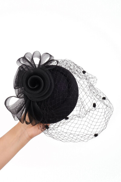 Bridal Veiled Hat with Polka Dot Stylish Design - 3