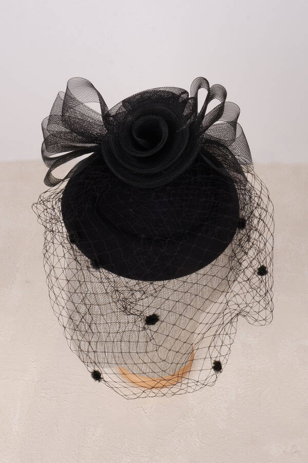 Bridal Veiled Hat with Polka Dot Stylish Design - 4