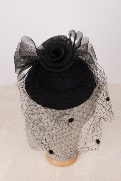 Bridal Veiled Hat with Polka Dot Stylish Design - 5