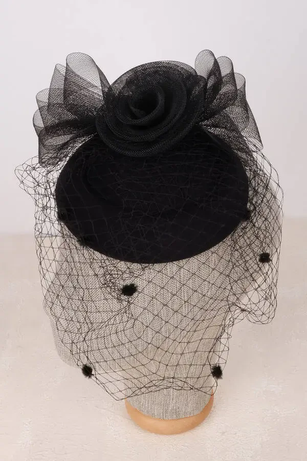 Bridal Veiled Hat with Polka Dot Stylish Design - 1