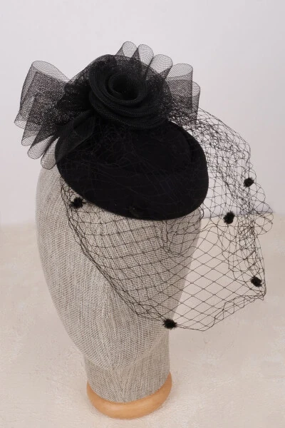 Bridal Veiled Hat with Polka Dot Stylish Design - Modazone (1)