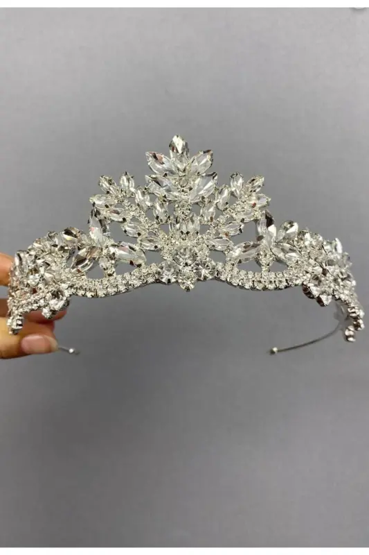 Bridal Wedding Gloves and Henna Wedding Crown Crystal Stone Bridal Crown - BONTEX