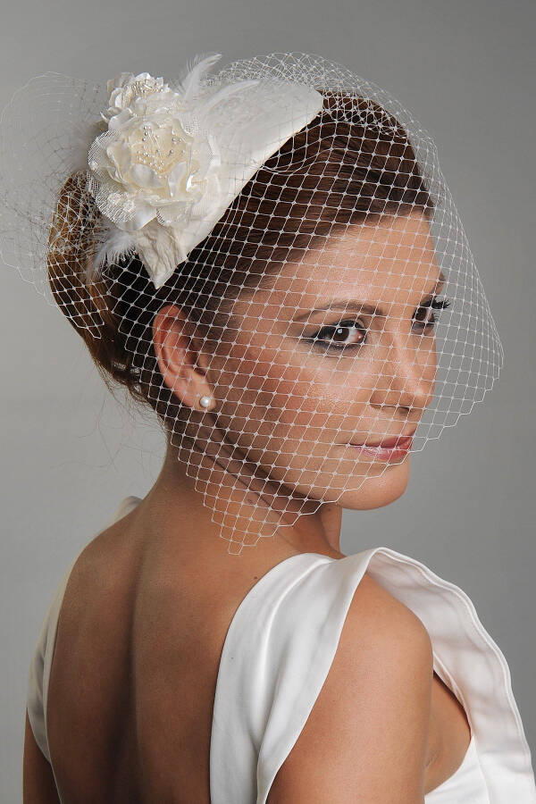 Bridal Wedding Hat, Bridal Hat, Bridal Cap, Bridal Veil - 1