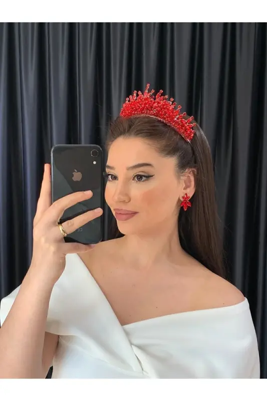 Bride Engagement Henna Vow Crown Alin-RED - 1