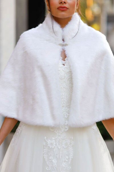 Bride Etole Cape Fur Jacket Off-White - 4