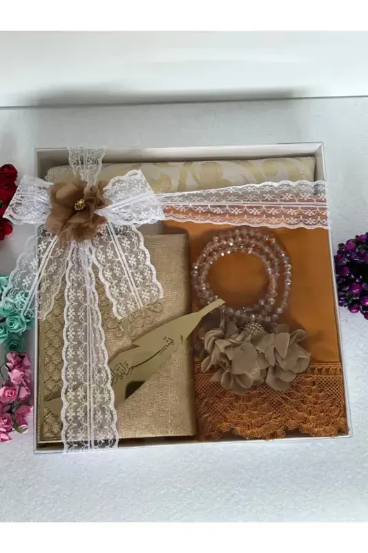 Bride groom bundle prayer rug set-Gold - MARKAPOLIN