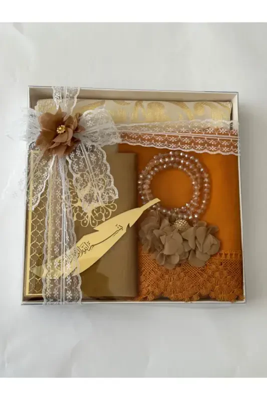 Bride groom bundle prayer rug set-Gold - 3