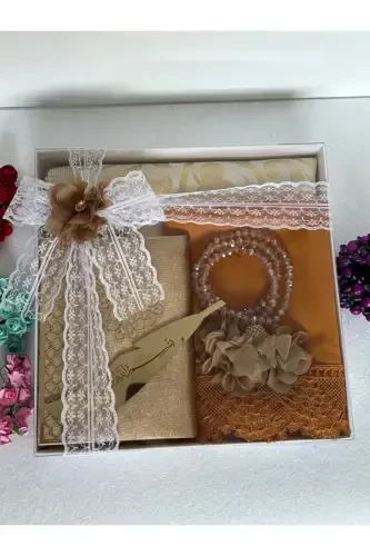 Bride groom bundle prayer rug set-Gold - 4