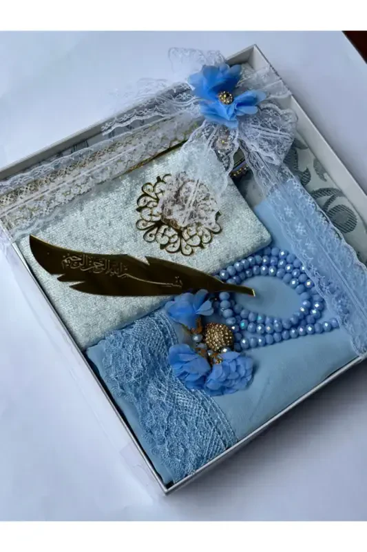 Bride Groom Trunk Prayer Rug Set-Baby blue - MARKAPOLIN