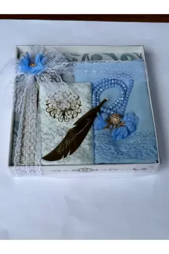 Bride Groom Trunk Prayer Rug Set-Baby blue - 4