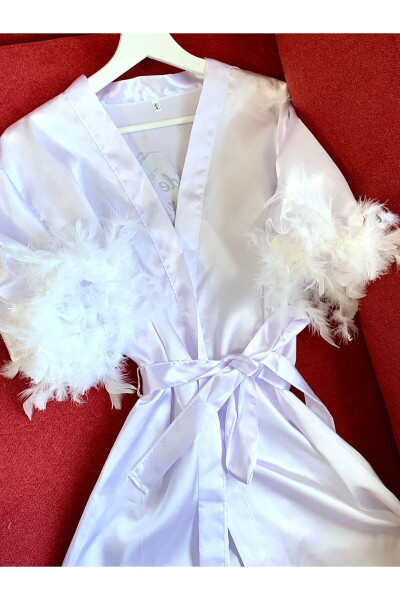 Bride Robe with Feathery Sleeves and Bride To Be Sash - 14