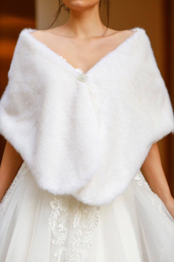 Bride Stole, Fur, Jacket, Fur Stole Off-White - 4