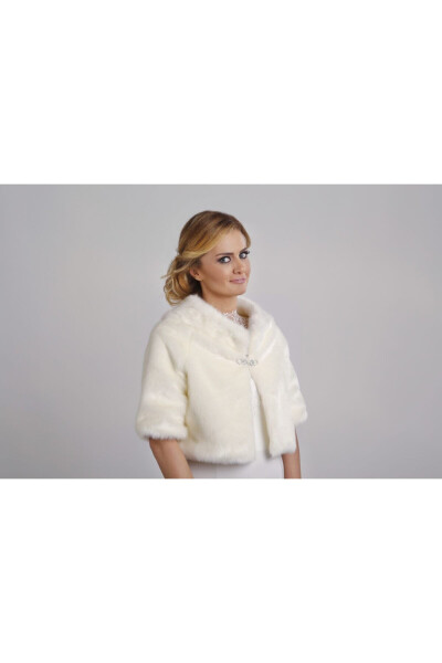 Bride White Stole Jacket Fur - TURKUAZ