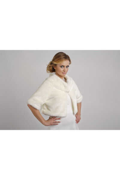 Bride White Stole Jacket Fur - TURKUAZ (1)
