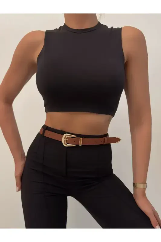 Bridge Buckle End Set Women's Trouser Belt, Jacket Belt, Dress Belt, Shirt Belt-Tan - 3