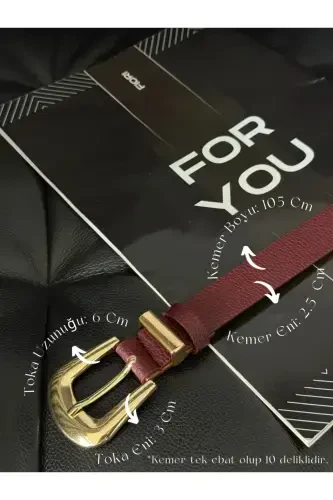 Bridge Buckle Tip Set Women's Pants Belt, Jacket Belt, Dress Belt, Shirt Belt-Burgundy - 1