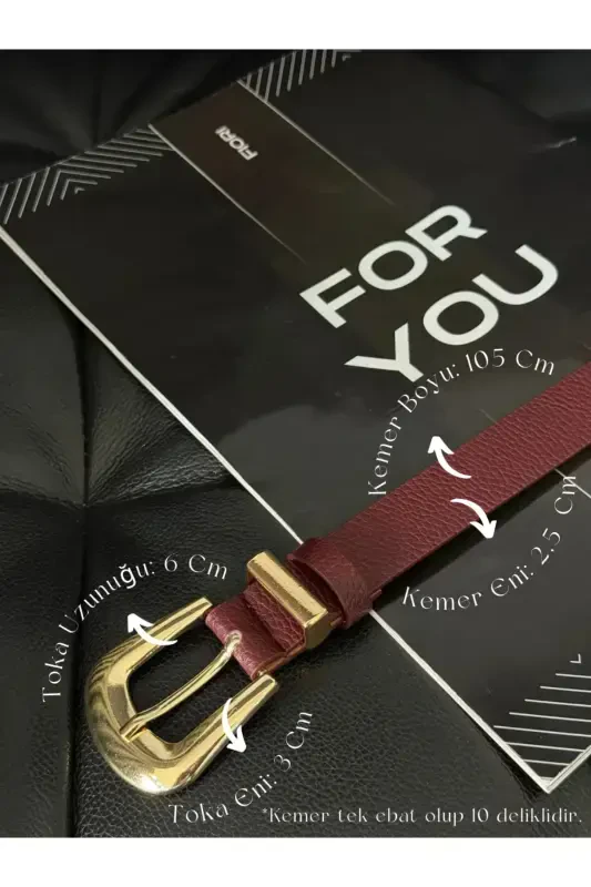 Bridge Buckle Tip Set Women's Pants Belt, Jacket Belt, Dress Belt, Shirt Belt-Burgundy - 1