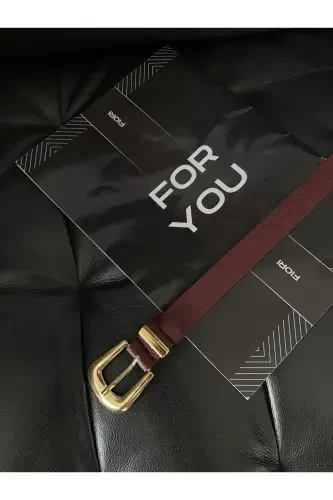 Bridge Buckle Tip Set Women's Pants Belt, Jacket Belt, Dress Belt, Shirt Belt-Burgundy - 4