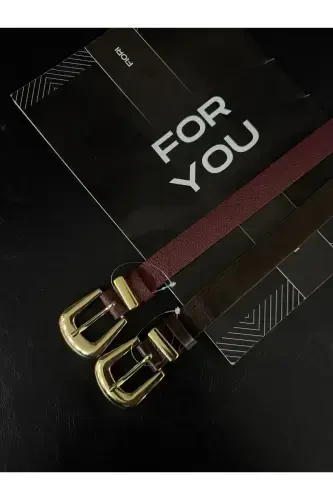 Bridge Buckle Tip Set Women's Pants Belt, Jacket Belt, Dress Belt, Shirt Belt-Burgundy - 4