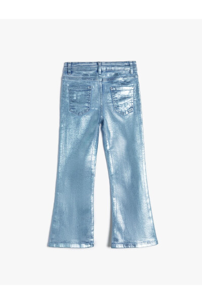 Bright, cotton, wide-leg jeans. - 4