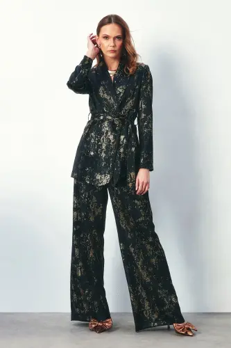 Bright Patterned Loose Pants - BLACK-BLACK - SATEEN (1)