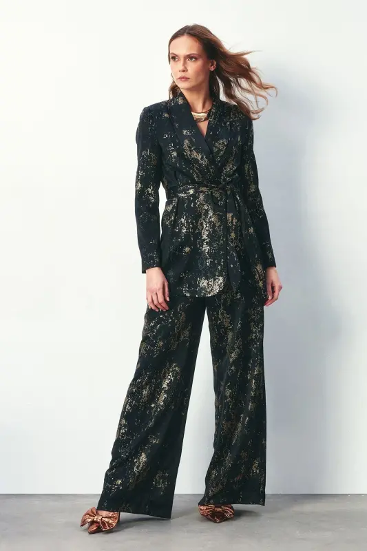 Bright Patterned Loose Pants - BLACK-BLACK - 3