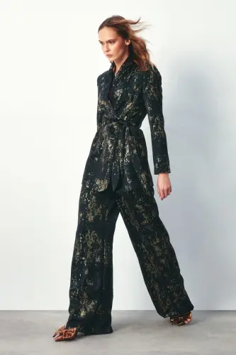 Bright Patterned Loose Pants - BLACK-BLACK - 4