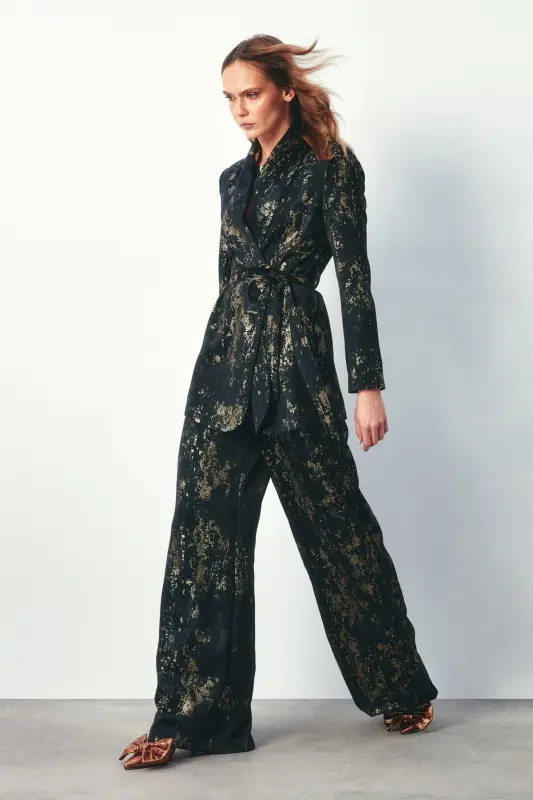 Bright Patterned Loose Pants - BLACK-BLACK - 4