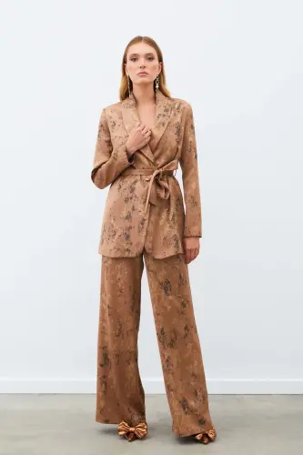 Bright Patterned Slouchy Pants - BROWN-BROWN - 3