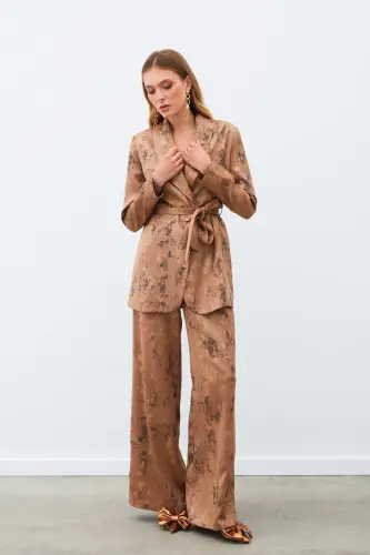 Bright Patterned Slouchy Pants - BROWN-BROWN - 4