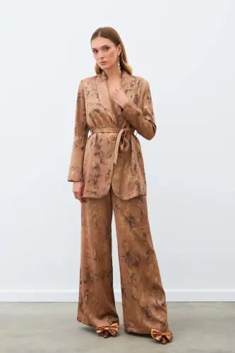 Bright Patterned Slouchy Pants - BROWN-BROWN - 5