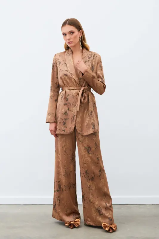 Bright Patterned Slouchy Pants - BROWN-BROWN - 5