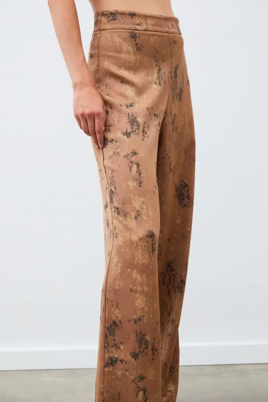 Bright Patterned Slouchy Pants - BROWN-BROWN - 7