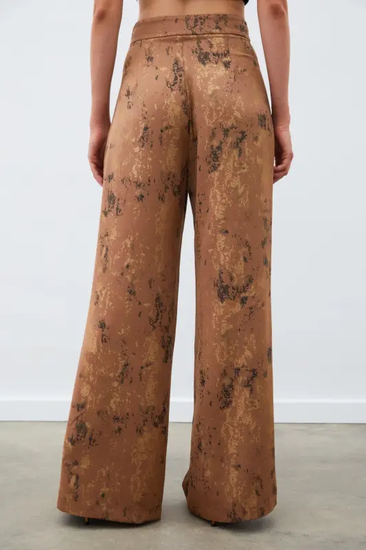 Bright Patterned Slouchy Pants - BROWN-BROWN - 8