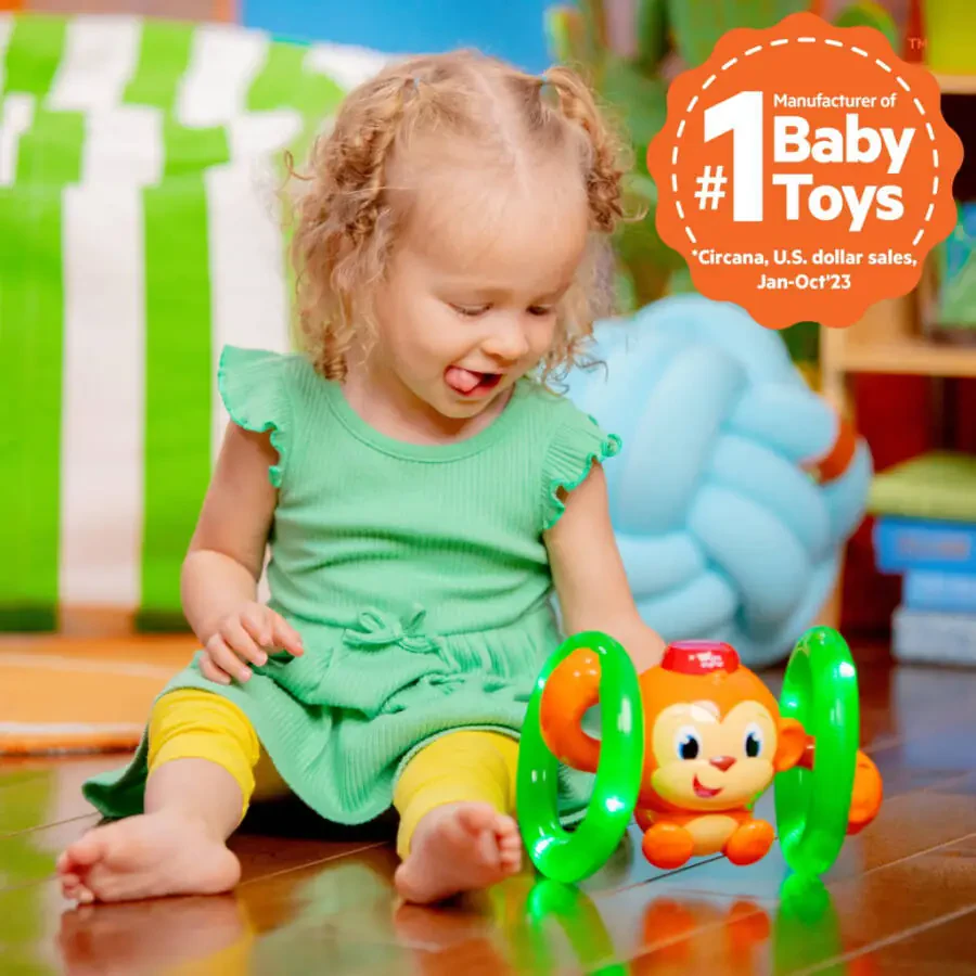 Bright Starts Roll & Glow Monkey Baby Toy with Lights and Melodies, Ages 6 Months + - 4