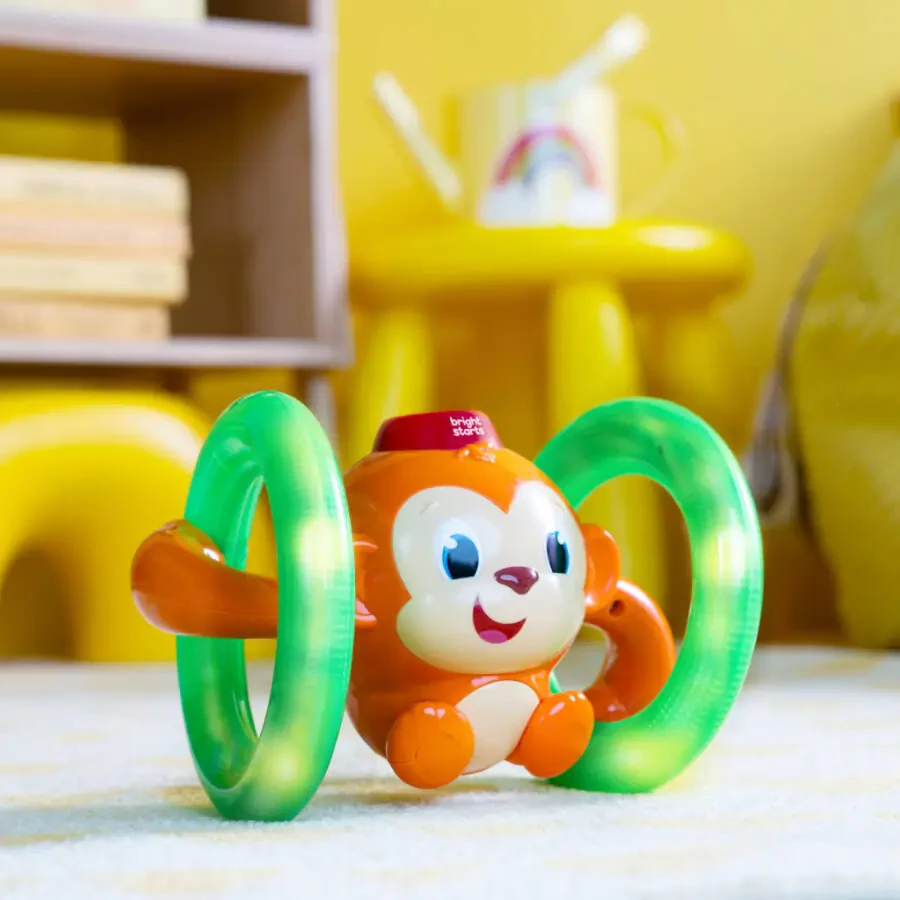 Bright Starts Roll & Glow Monkey Baby Toy with Lights and Melodies, Ages 6 Months + - 9