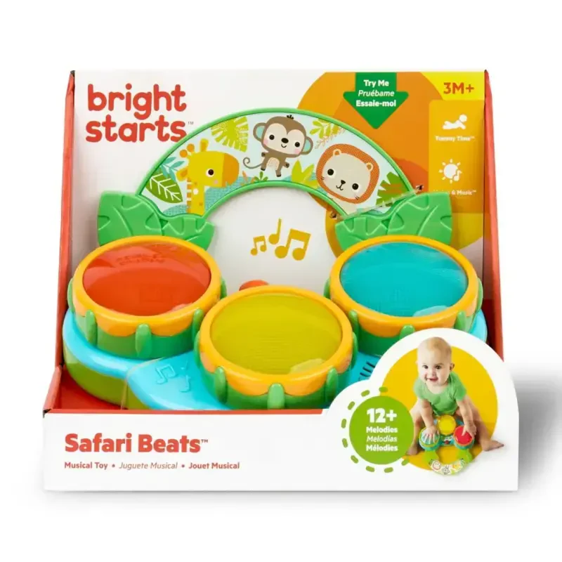 Bright Starts Safari Beats yorug'likli musiqiy baraban o'yinchog'i, 3 oylikdan boshlab, chaqaloq va kichkintoy uchun, unisex. - 7