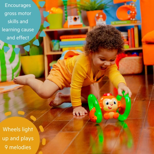 Bright Starts Roll & Glow Monkey Baby Toy with Lights and Melodies, Ages 6 Months + - BRIGHT STARTS (1)