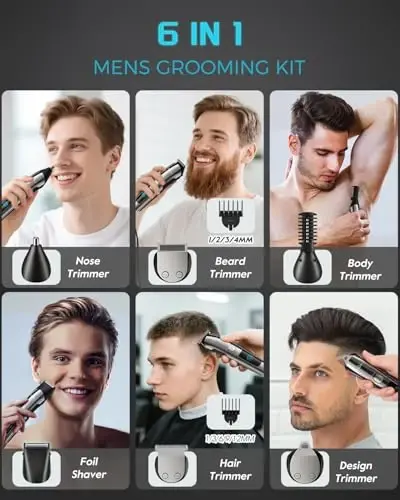 Brightup Beard Trimmer for Men - Electric Razor & Shaver, Cordless Hair Clippers Trimmers Set, IPX7 Waterproof Mens Grooming Kit for Shaving Face, Mustache, Body, Ear, Nose Hair Trimmer, Gifts for Men - BRIGHTUP