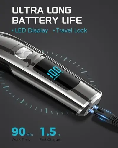 Brightup Beard Trimmer for Men - Electric Razor & Shaver, Cordless Hair Clippers Trimmers Set, IPX7 Waterproof Mens Grooming Kit for Shaving Face, Mustache, Body, Ear, Nose Hair Trimmer, Gifts for Men - 3